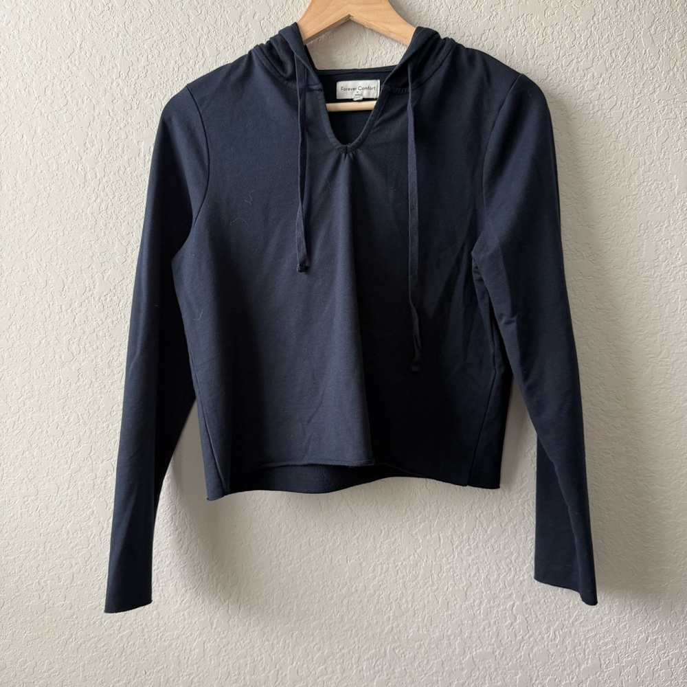 NYDJ Navy Blue Cropped Hoodie‎